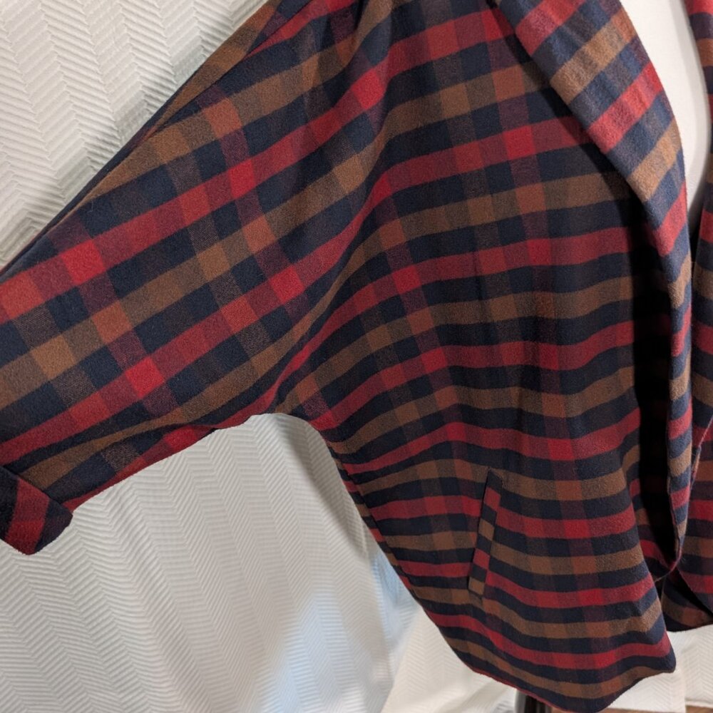 Design Lab Lord & Taylor Plaid Open Blazer Flannel Relaxed Pockets Large Fall - Picture 12 of 13